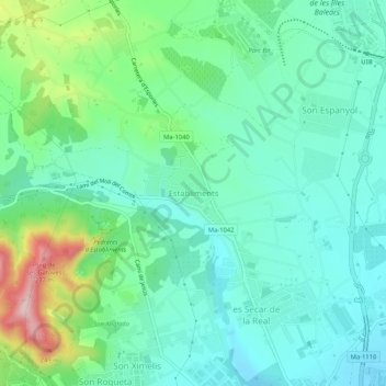 Topografische Karte Establiments, Höhe, Relief