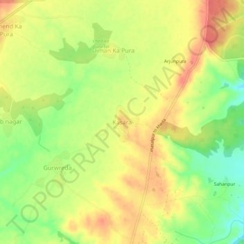 Topografische Karte Kasara, Höhe, Relief