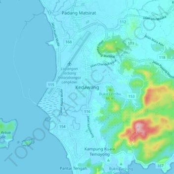 Topografische Karte Kedawang, Höhe, Relief