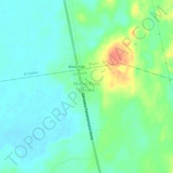 Topografische Karte Nuevo Pozo Oscuro, Höhe, Relief