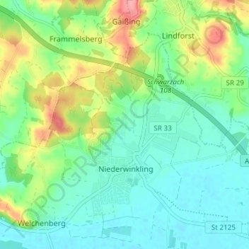 Topografische Karte Lauterbach, Höhe, Relief