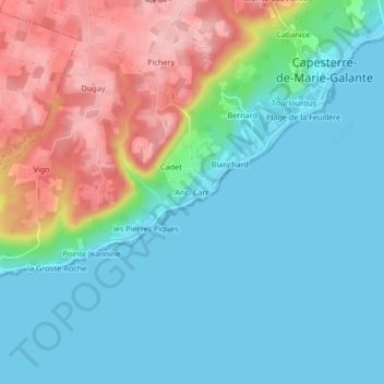 Topografische Karte Anc. Carr., Höhe, Relief
