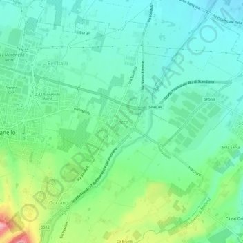 Topografische Karte Pozza, Höhe, Relief