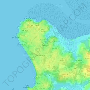 Topografische Karte Tregorvel, Höhe, Relief