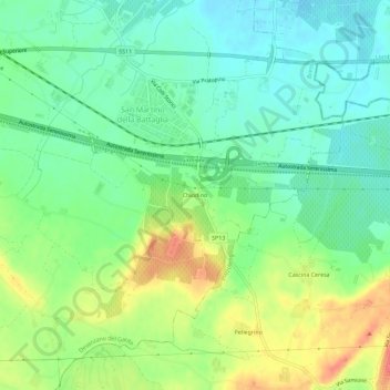 Topografische Karte Chiodino, Höhe, Relief