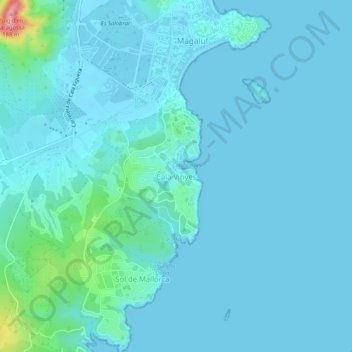 Topografische Karte Cala Vinyes, Höhe, Relief