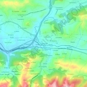 Topografische Karte El Quintanal, Höhe, Relief