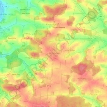 Topografische Karte Kiemertshofen, Höhe, Relief