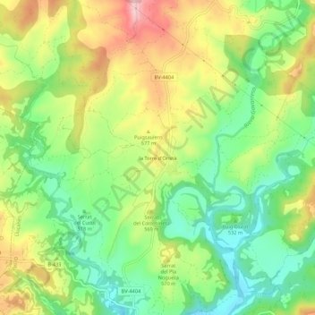 Topografische Karte la Torre d'Oristà, Höhe, Relief