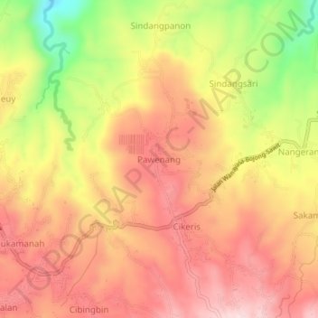 Topografische Karte Pawenang, Höhe, Relief