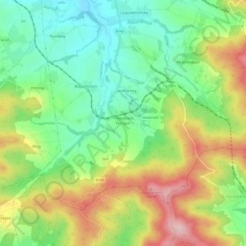 Topografische Karte Prinsach, Höhe, Relief
