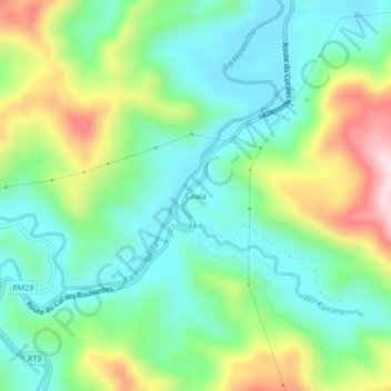 Topografische Karte Coula, Höhe, Relief
