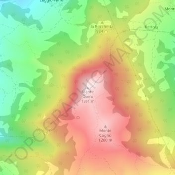 Topografische Karte Monte Osero, Höhe, Relief