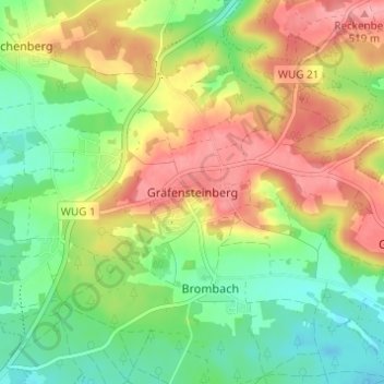 Topografische Karte Gräfensteinberg, Höhe, Relief