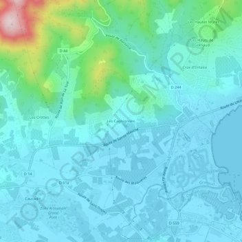 Topografische Karte Les Cagnignons, Höhe, Relief
