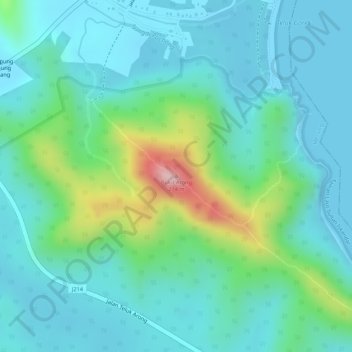 Topografische Karte Bukit Arong, Höhe, Relief