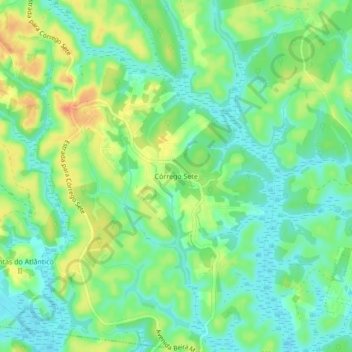 Topografische Karte Córrego Sete, Höhe, Relief