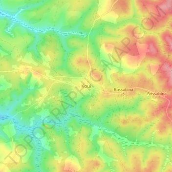 Topografische Karte Koui, Höhe, Relief
