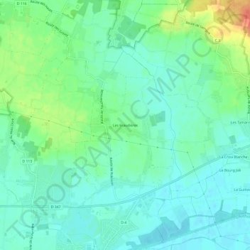 Topografische Karte Les Braudières, Höhe, Relief