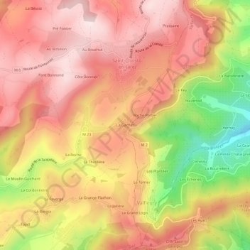 Topografische Karte La Gachet, Höhe, Relief