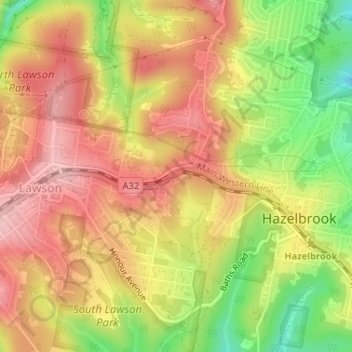 Topografische Karte Sydney Rock, Höhe, Relief