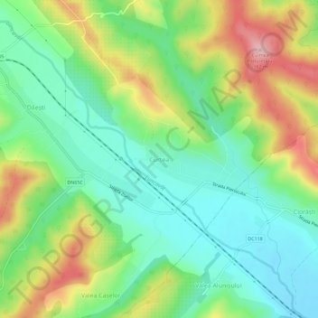 Topografische Karte Curtea, Höhe, Relief