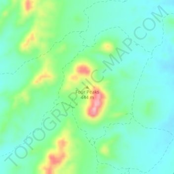 Topografische Karte Four Peaks, Höhe, Relief