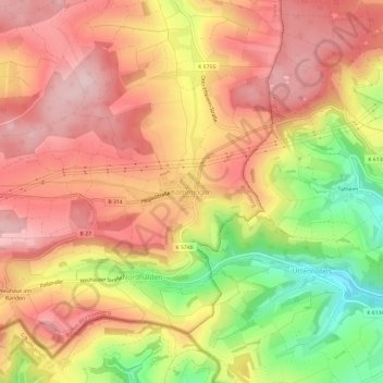 Topografische Karte Kommingen, Höhe, Relief