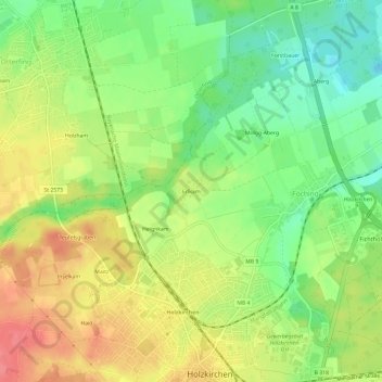 Topografische Karte Erlkam, Höhe, Relief