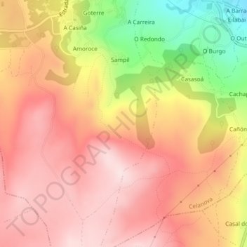 Topografische Karte Monte da Neve, Höhe, Relief