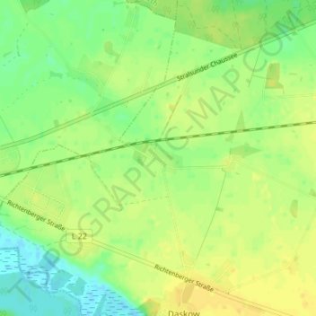 Topografische Karte Behrenshagen, Höhe, Relief