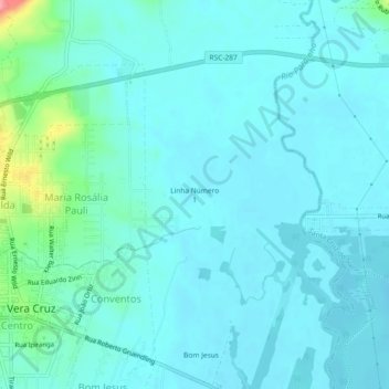 Topografische Karte Linha Número 1, Höhe, Relief
