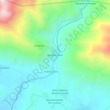 Topografische Karte Nueva Francia, Höhe, Relief