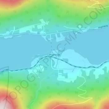 Topografische Karte Harrop, Höhe, Relief