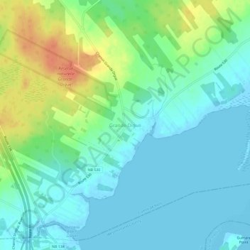 Topografische Karte Grande-Digue, Höhe, Relief