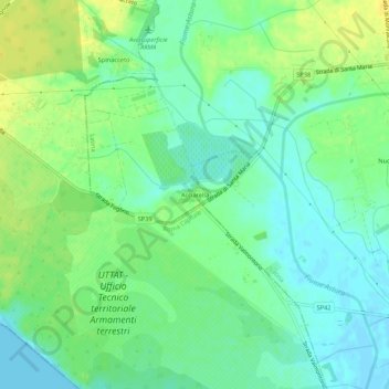 Topografische Karte Acciarella, Höhe, Relief