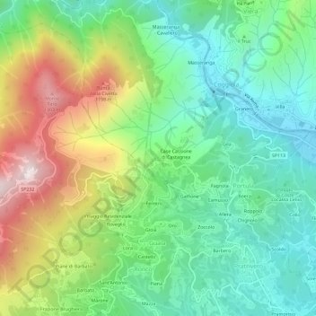 Topografische Karte Castagnea, Höhe, Relief