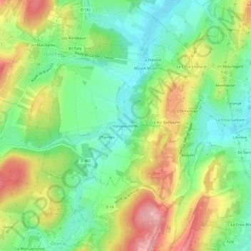 Topografische Karte Hameau Rebey, Höhe, Relief