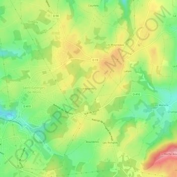Topografische Karte Villevieille, Höhe, Relief