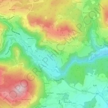Topografische Karte Sonnleiten, Höhe, Relief