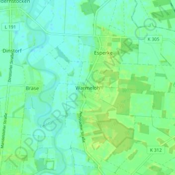 Topografische Karte Warmeloh, Höhe, Relief