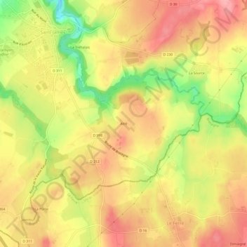 Topografische Karte Atré, Höhe, Relief