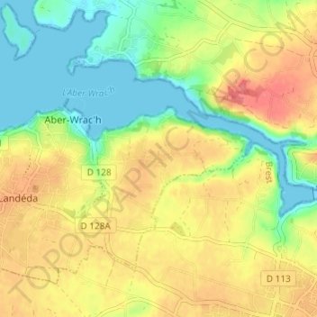 Topografische Karte Kerzalou, Höhe, Relief