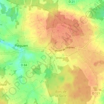 Topografische Karte Le Roha, Höhe, Relief