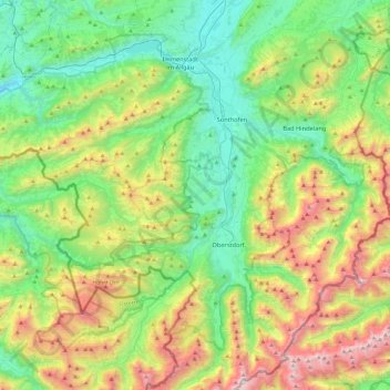 Topografische Karte Obermaiselstein, Höhe, Relief