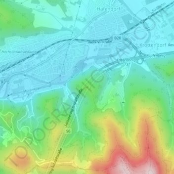 Topografische Karte Tanzenberg, Höhe, Relief