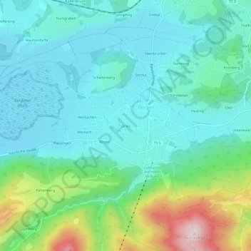 Topografische Karte Gries, Höhe, Relief