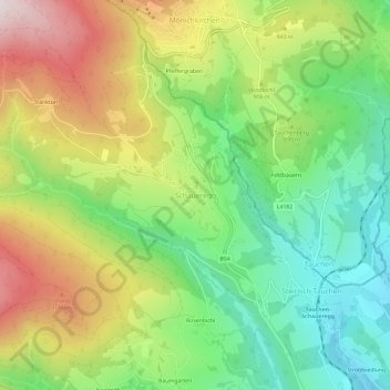Topografische Karte Schaueregg, Höhe, Relief