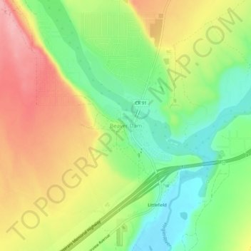 Topografische Karte Beaver Dam, Höhe, Relief