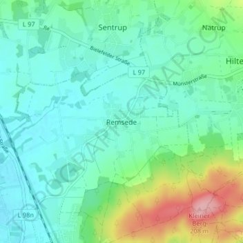 Topografische Karte Remsede, Höhe, Relief
